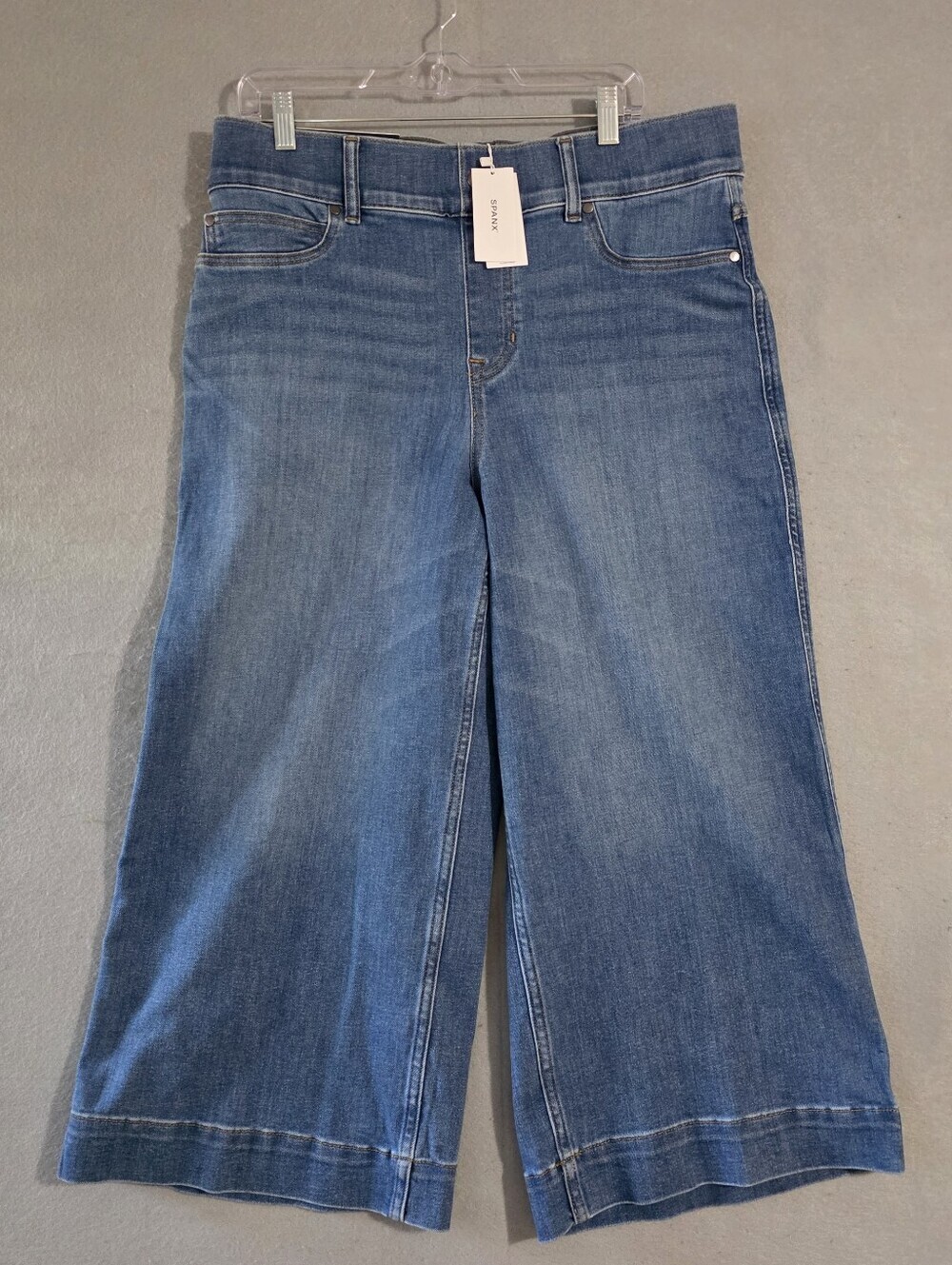NWT Spanx Womens Everywear Cropped Wide Leg Stonewashed Denim Jeans Size 1X